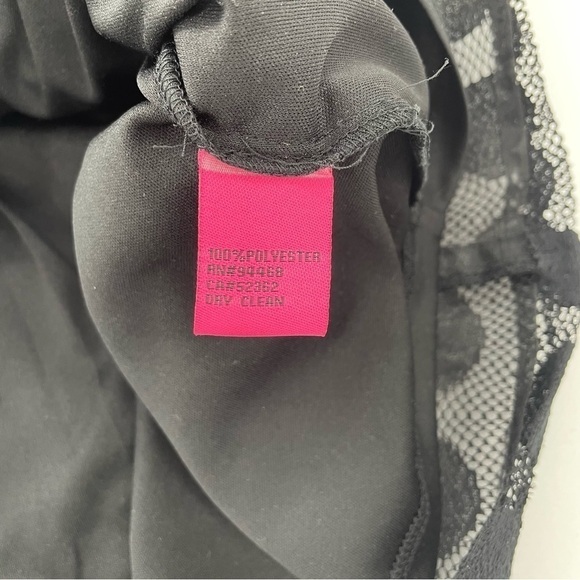 Betsey Johnson Whimsigoth Sheer Neck 3/4 Sleeve Polka Dot Overlay Black Sheath 6 - Picture 7 of 12